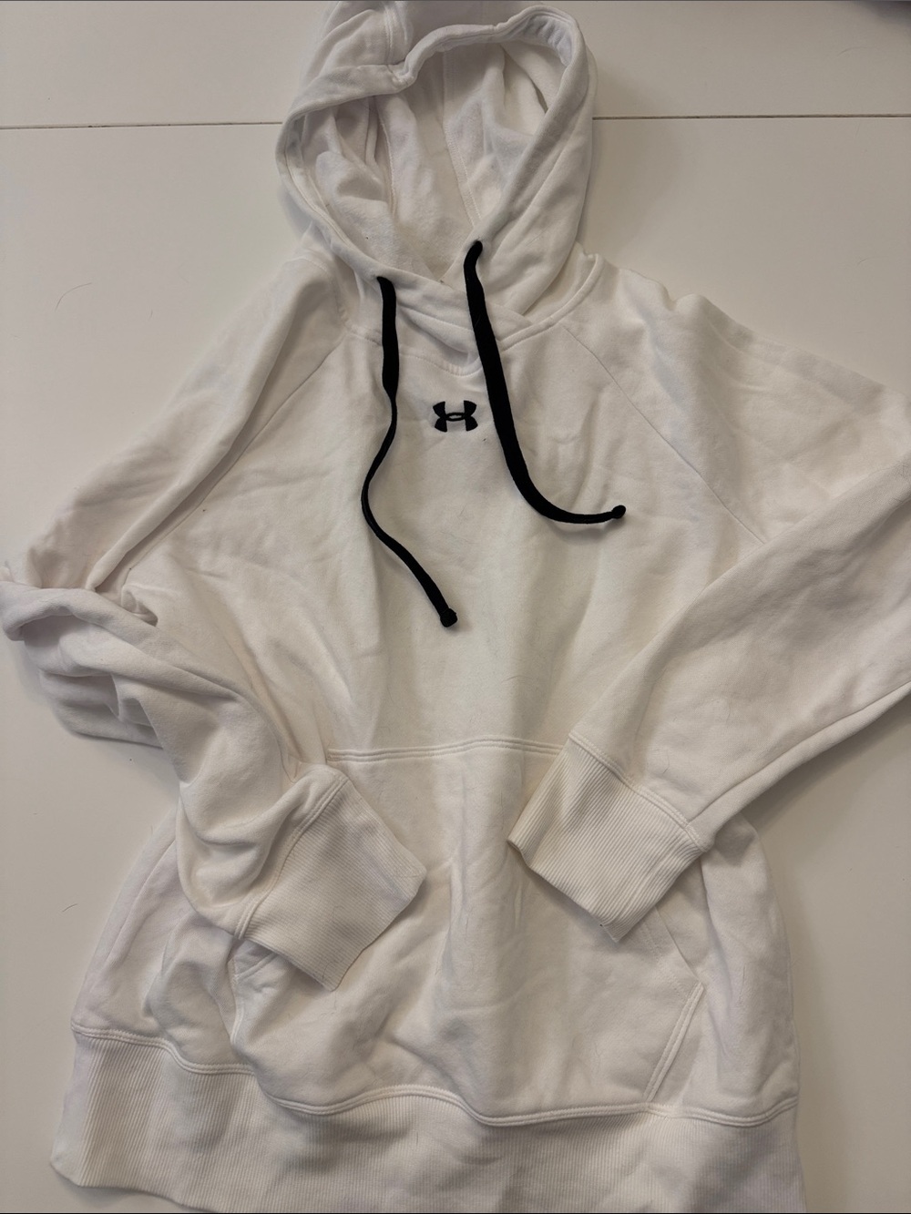 Minimalist Under Armour White Hoodie with Black Logo